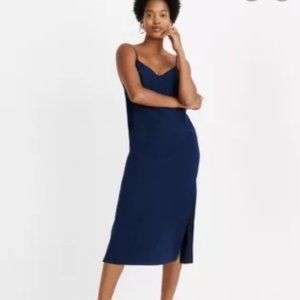 Madewell Eva Silk Side-Slit Slip Midi Dress, AB330